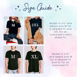 K&ouml;nnte beinhalten: Gr&ouml;&szlig;entabelle f&uuml;r ein schwarzes T-Shirt. Das Model tr&auml;gt Gr&ouml;&szlig;e M f&uuml;r eine lockere Passform und Gr&ouml;&szlig;e 2XL f&uuml;r eine &uuml;bergro&szlig;e T-Shirt-Kleider-Passform. Das Model tr&auml;gt auch Gr&ouml;&szlig;e M f&uuml;r eine lockere Passform und Gr&ouml;&szlig;e XL f&uuml;r eine &uuml;bergro&szlig;e Passform.