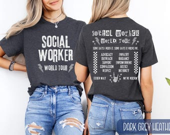 Social Worker World Tour Shirt, School Social Worker T-Shirt, MSW LCSW LSW Graduation Gift, Therapist Appreciation Tee, Gift for Counselor