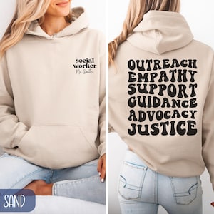 Personalized Social Work Hoodie, School Social Worker Hooded Sweatshirt, Therapist Appreciation, Mental Health Counselor MSW Graduation Gift