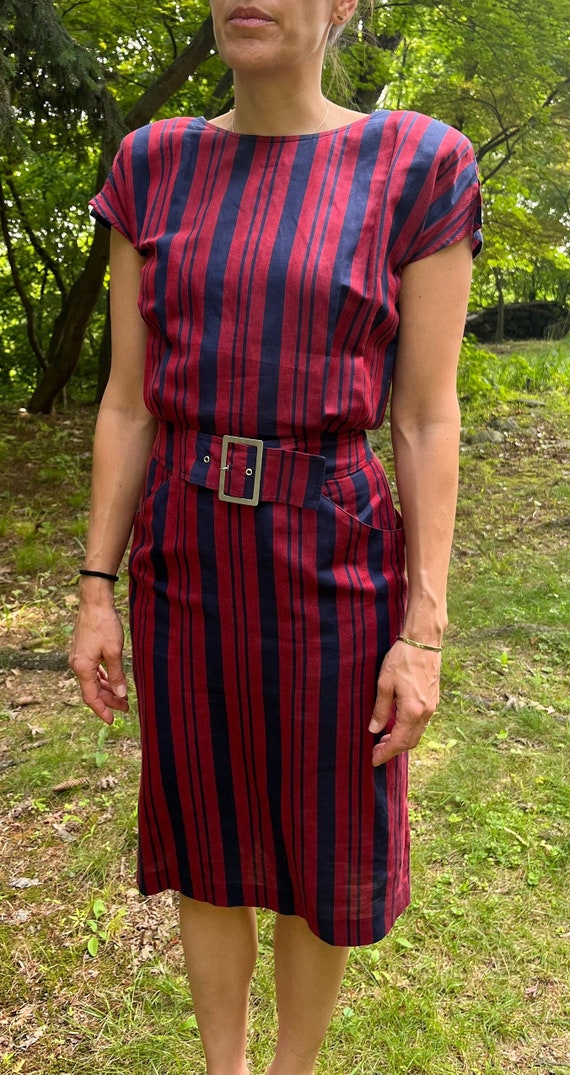Japanese Hemp & Linen Striped Reversible Dress