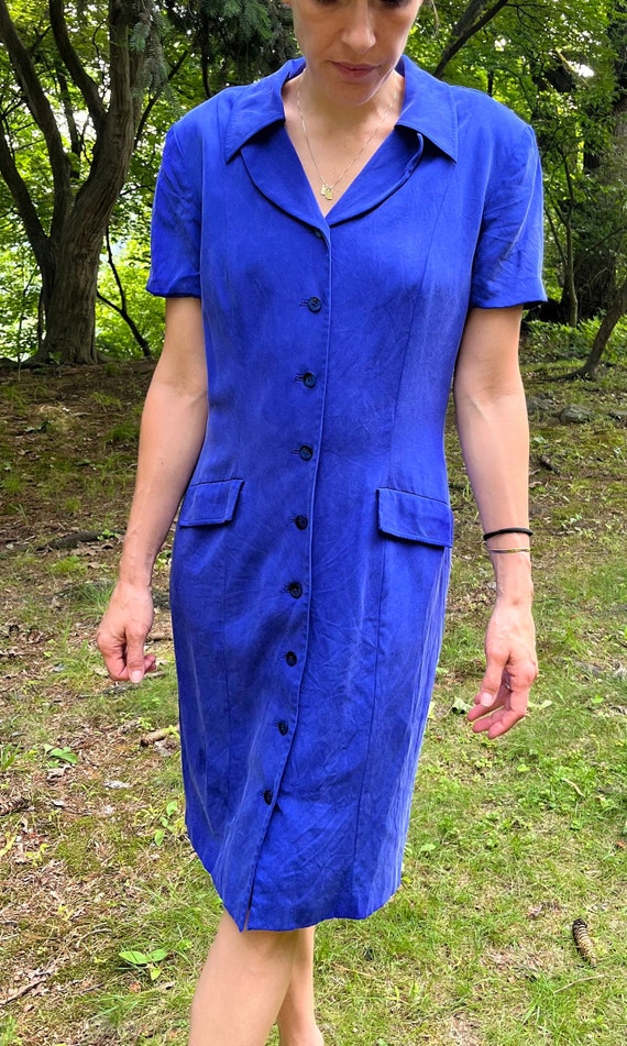 Vintage Pure Silk Blue Dress