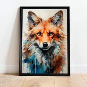 Watercolor Fox Portrait, Fox Watercolor Art Printable, Fox Wall Art Print, Printable Wall Art, Printable Animal Art, Fox Art Vibrant Colors