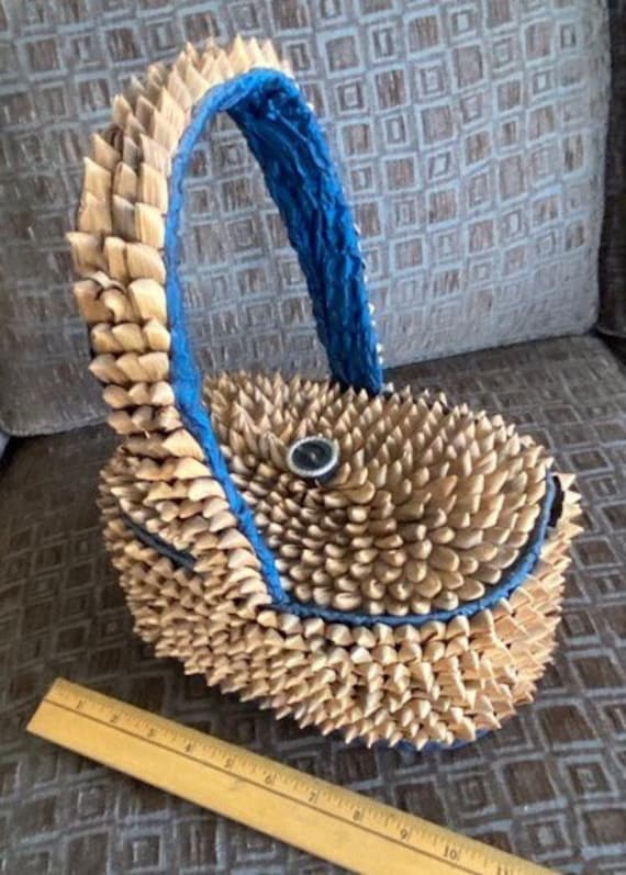 Vintage CornHusk Handbag, Home-Crafted, Late 19th-