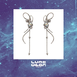 Boucles d&#39;oreilles futuristes de l&#39;an 2000 Boucles d&#39;oreilles en cristal liquide Boucles d&#39;oreilles pendantes avec chaîne Boucles d&#39;oreilles à ligne symétrique Boucles d&#39;oreilles gothiques à la mode en argent 925