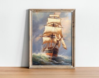 Vintage nautische ambachtelijke muurprint | Zeegezicht nautisch thema Home Decor | "Nautische pracht"