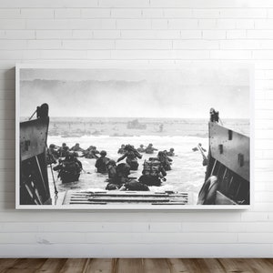 Normandie 1944 | Affiche d&#39;art de navire de la marine | Oeuvre d&#39;art navale | Peinture maritime | Art naval d&#39;histoire navale | Gravures navales vintage