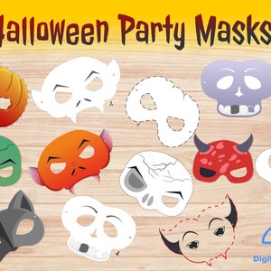 13 pieces Halloween Masks | Printable Masks | Halloween Costume | Party Decorations | Halloween Party Masks