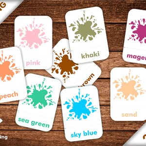 24 PIECES COLORS CARDS• Editable Montessori Cards • Nomenclature FlashCards • Editable Pdf Printable Cards • Preschool vocabulary cards