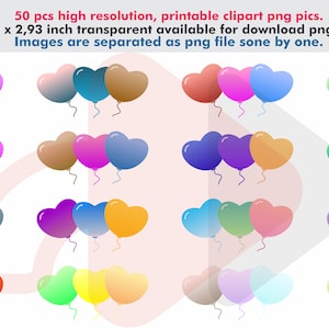 50 colors balloon, Balloon clipart, Digital graphics PNG, Colorful balloons, Planner Stickers, Clipart graphics