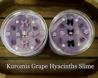 Kuromi’s Grape Hyacinths Slime | Glossy Purple Slime, DIY Stretch Play Slime, High Clicks ASMR Fidget Toy Thick and Glossy Slime Kawaii Gift