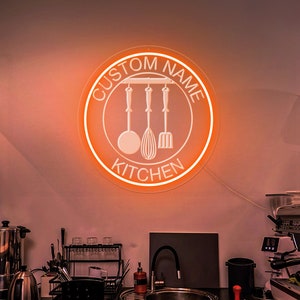 Personalized Kitchen Neon Sign, Custom Name Restaurant Neon Sign, Kitchen Led Light, Open Neon Sign, Kitchen Room Decors - T3123