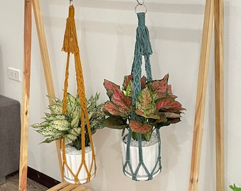 Boho Makramee Pflanzenaufhänger, großer Blumenampel, Makramee Pflanzenhalter, Blumenampel Wandtopf, Pflanzenliebhaber Geschenk, Indoor Garten -T3047