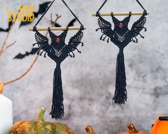 Macrame Bat Wall Decor, Halloween Gifts, Macrame Decor, Witchy Home, Witchy Room Decor, Boho Wall Art, Bat Decoration, Victorian Gothic