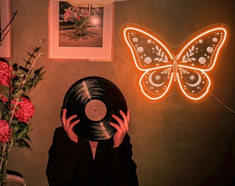 Custom Butterfly Neon Sign, Aesthetic Room Decor, 3D Engraving Wall Art