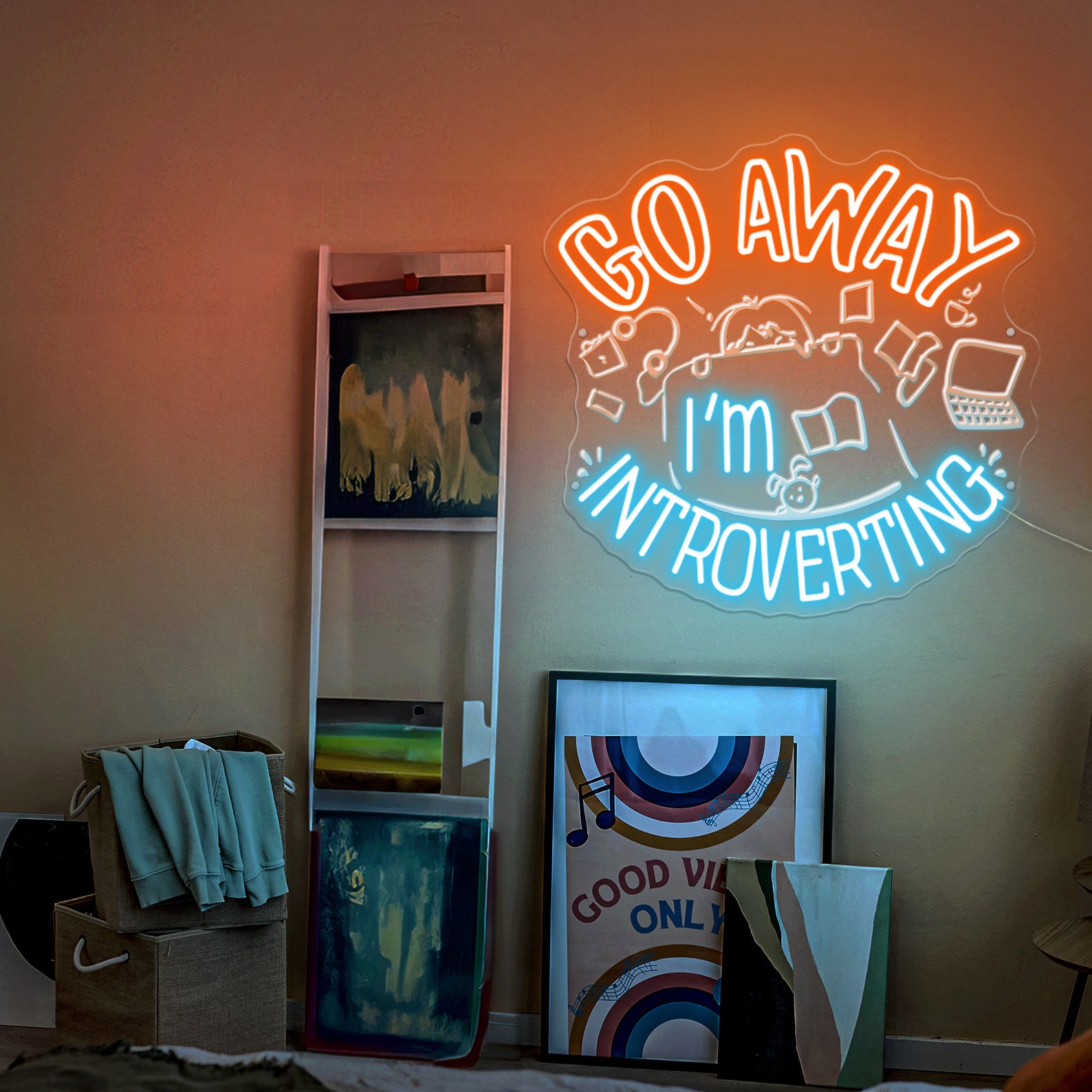 Go Away I'm Introverting Neon Sign, 3D Engraving Neon Sign, Custom Led ...