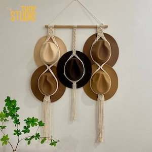 Macrame Hat Holder, Wall Hanger For Hat, Macrame Cap Rack Display, Hat Organizer, Boho Home Decor, Farmhouse Hat Hanger, Gift For Mom -T3057
