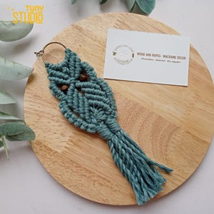 Makramee Eule Schlüsselanhänger, Makramee Tier Anhänger, Taschenanhänger Zubehör, Eulen Schlüsselanhänger, Autozubehör, handgemachte Boho Keychain Geschenke - T3085
