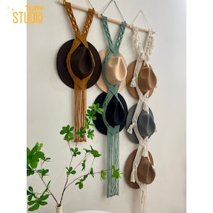 Macrame Hat Holder, Hat Hanger For Wall, Hat Hanger, Hat Display, Cowboy Hat Rack, Boho Home Decor, Hat Organization, Gift for Him - T3070