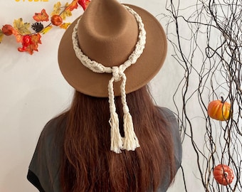 Macrame Hat Bands, Womens hat band, Bohemian Hat Accessories, Handmade Hat Bands, Boho Unique Gift, Unique Gift for Her - T3038