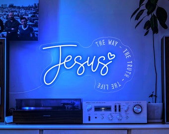 Jesus Neon Light, Jesus Led Sign, Jesus Christ Neon Sign, Christian Neon Sign, Religious Neon Sign, Christmas Gift, Christian Decor - T3154