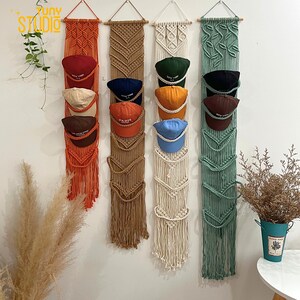 Porta cappelli in macramè, porta cappelli da parete, porta cappelli, porta cappelli da baseball, espositore per cappelli da parete, porta cappelli da camionista, regalo per marito - T3312