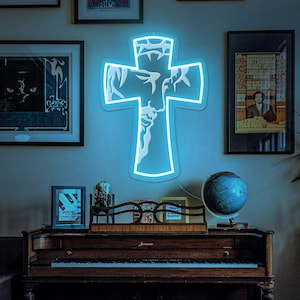 Cross Neon Sign, Jesus LED Cross Sign, Cross Neon Light, Jesus Cross Sign, Custom Neon Sign, Church Neon Sign, Pray Light Full Color - T3106
