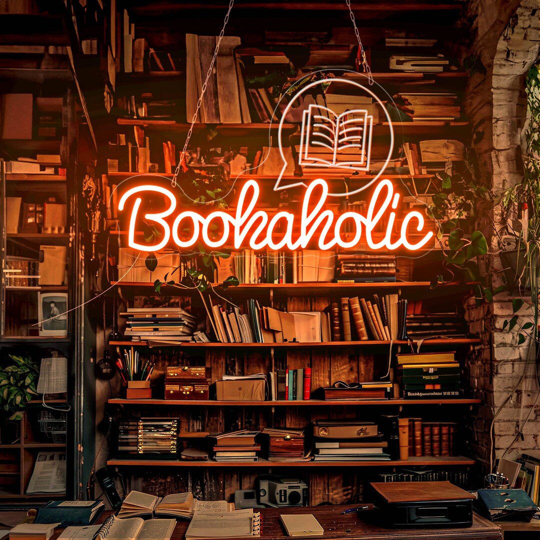 Used Books Led Sign Bookholic Neon Sign, Books Led Sign, Bookish Neon Light, Book Wall Art ...