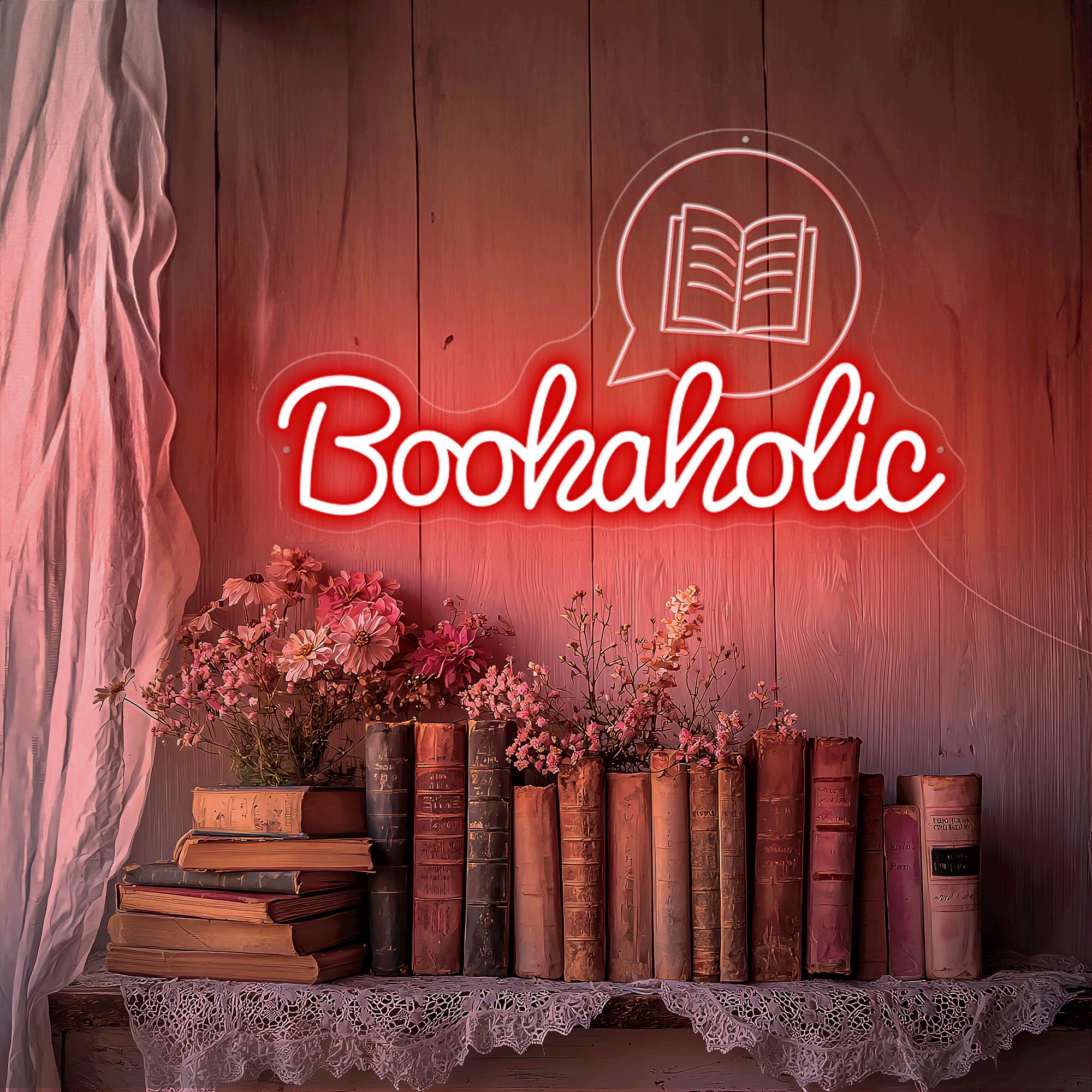 Book Sign Led Sign Bookholic Neon Sign, Books Led Sign, Bookish Neon Light, Book Wall Art ...
