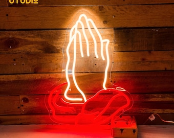 Praying Hand Neon Sign, Jesus Neon Wall Decor, Hand of God Neon Sign, Religious Faith Neon Sign, Christian Religious Gift, Custom Neon Sign