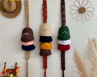 Macrame Cap Hanger, Hat Storage, Wall Hanger For Hat, Boho Macrame Decor, Modern Macrame, Gift For Him, Room Organizer, Cap Storage - T3082