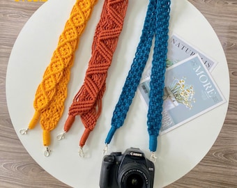 Boho Macrame Camera Strap, Macrame Woven Camera Strap, Camera Shoulder Strap,  Macrame Bag Strap, Personalized Macrame Lanyard- T3077