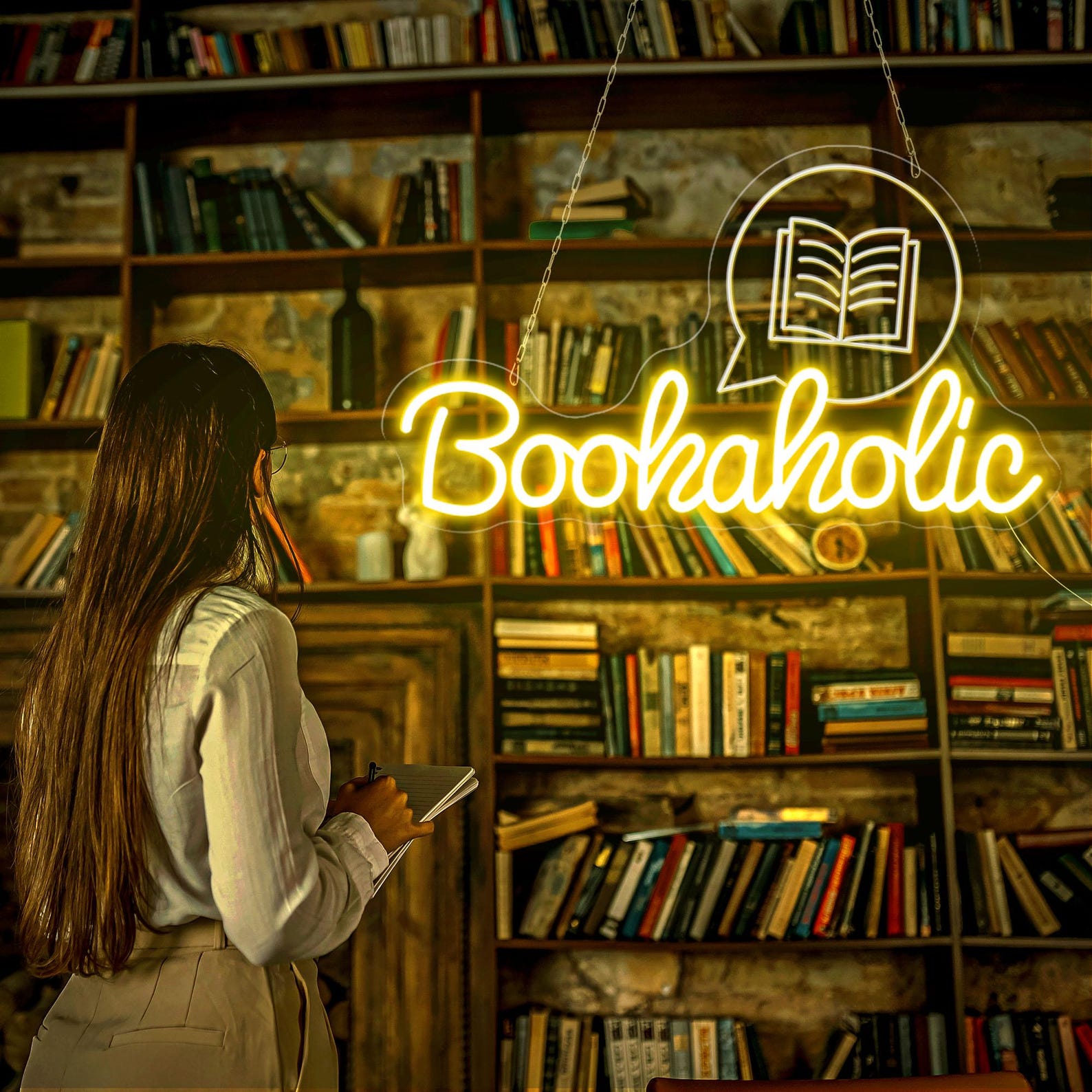 Used Books Led Sign Bookholic Neon Sign, Books Led Sign, Bookish Neon Light, Book Wall Art ...