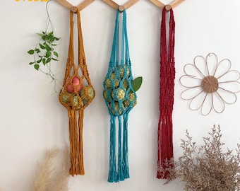 Handmade Macrame Fruit Basket, Handmade Fruit Holder, Macrame Vegetable Fruit Hanger, Vegetable Storage, Kitchen Storage - T3307