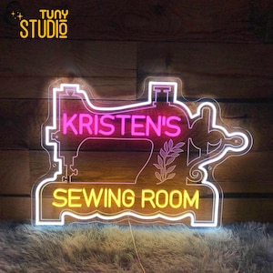Custom Sewing Room Neon Sign, Custom Quilting Neon Sign, Sewing Studio Decor Sewing Machine Sign Craft Room Wall Art Personalized Logo Light