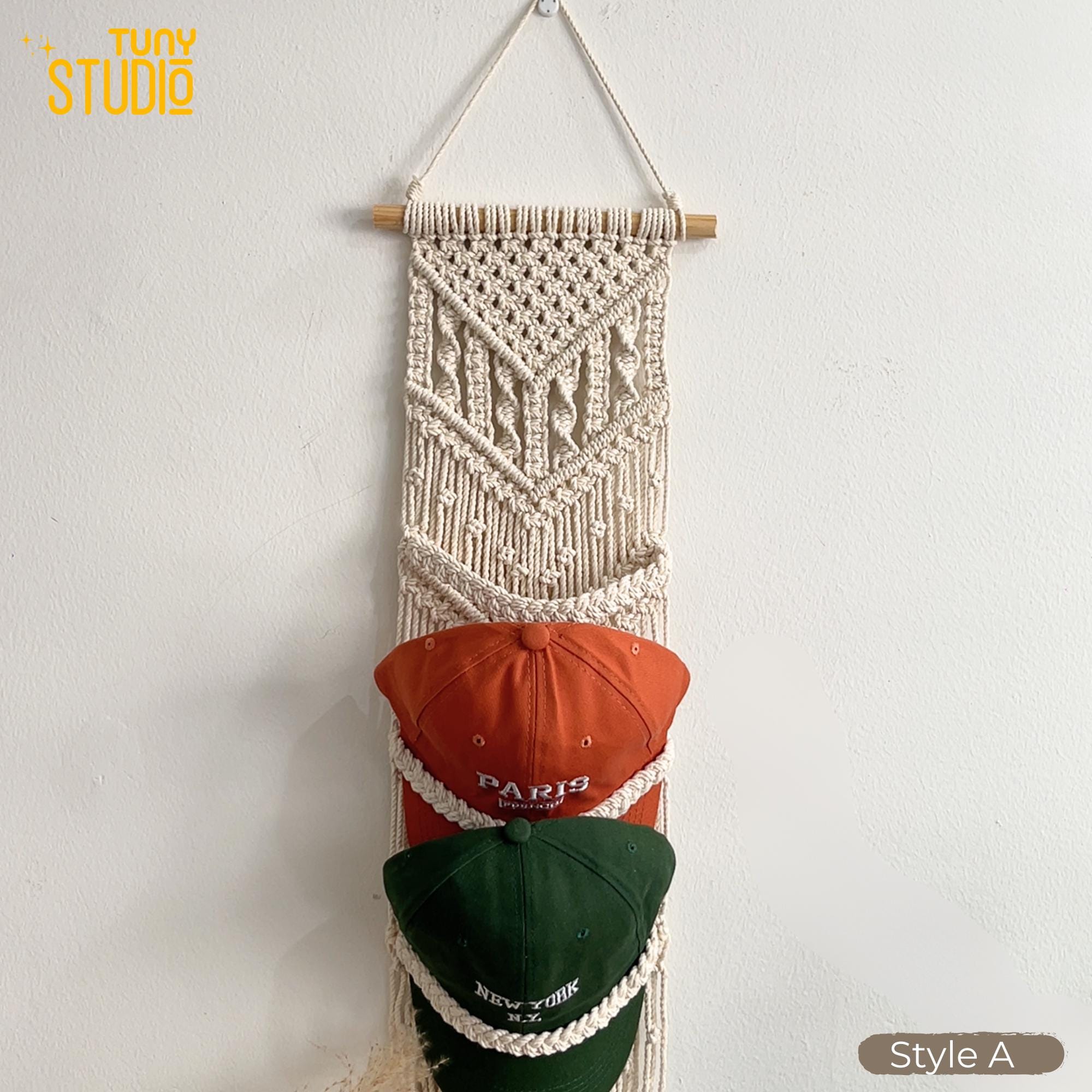 Cap Rack Macrame, Cap Hanger for Wall, Hat Storage, Ball Cap Rack, Wall ...