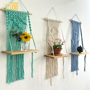 Boho makraméhylla, bondgårdshyllor, makraméväggdekor, vägghängande hylla, barnrumsinredning, badrumshylla, vägghylla för barnrum -T3097