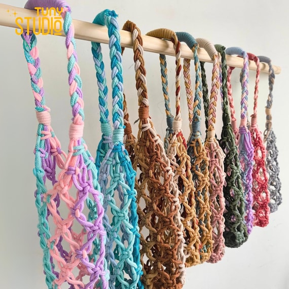 Portabotellas de macramé, portabotellas de macramé hecho a mano - Main Image