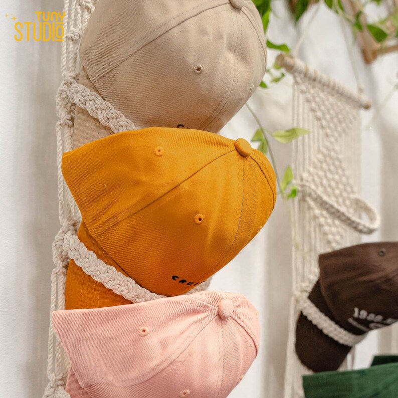 Macrame Baseball Hat Hanger, Wall Baseball Cap Rack, Handmade Trucker
