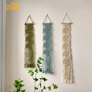 Narrow Macrame Leaves Wall Hanging, Vines Wall Art, Macrame Headboard Decor, Wall Hanging Set, Plant Lover Gift, Housewarming Gift - T3030