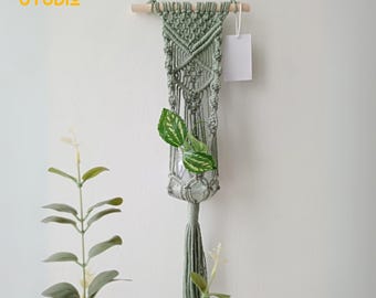 Wieszak na doniczkę wiszący na ścianie, wieszak na rośliny w stylu boho makrama, uchwyt na rośliny w stylu makrama, wiszący kosz, uchwyt na doniczki, dekoracja do ogrodu - T3286