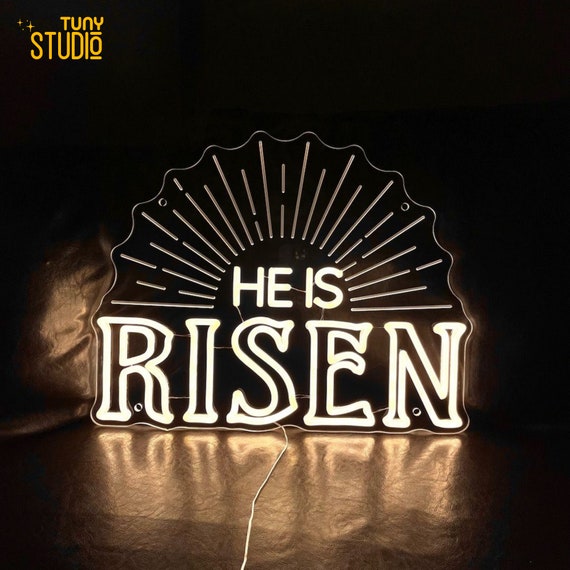 He Is Risen Engraving Neon Sign, He Is Risen Led Sign, Jesus Neon Sign, Happy Easter Neon Sign, Jesus Led Light, Christian Neon Light - 3108