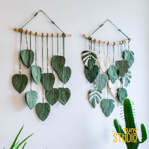 Monstera Leaves Handmade Wall Decor, Green Leaf Macrame Wall Hanging, Scandinavian, Boho Nursery, New Home Gift, Mother's Day Gift - T3027