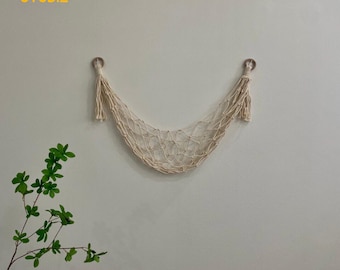 Hangmat knuffeldier, speelgoednet, neutrale kinderkamer, opberger speelkamer, kinderkamerdecoratie, knuffelhangmat, macramékwekerij - T3066