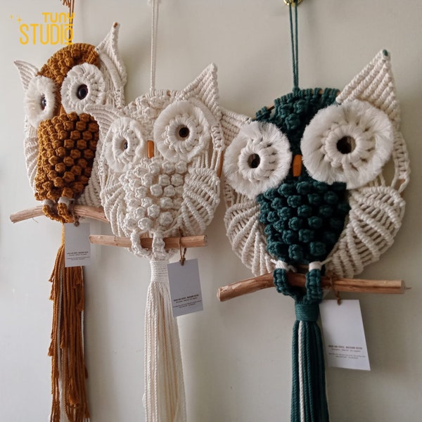 Macrame Owl Wall Decor, Playroom Decor, Macrame Nursery, Boho Home Decor, Baby Girl Room, Animal Lover, Nursery Decor, Unique Gift - T3056