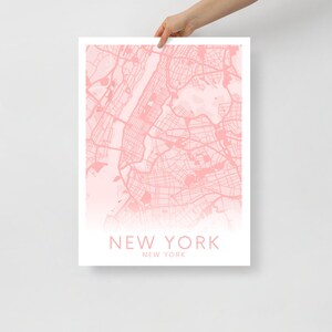 New York Karte Poster | Hellrosa | Manhattan