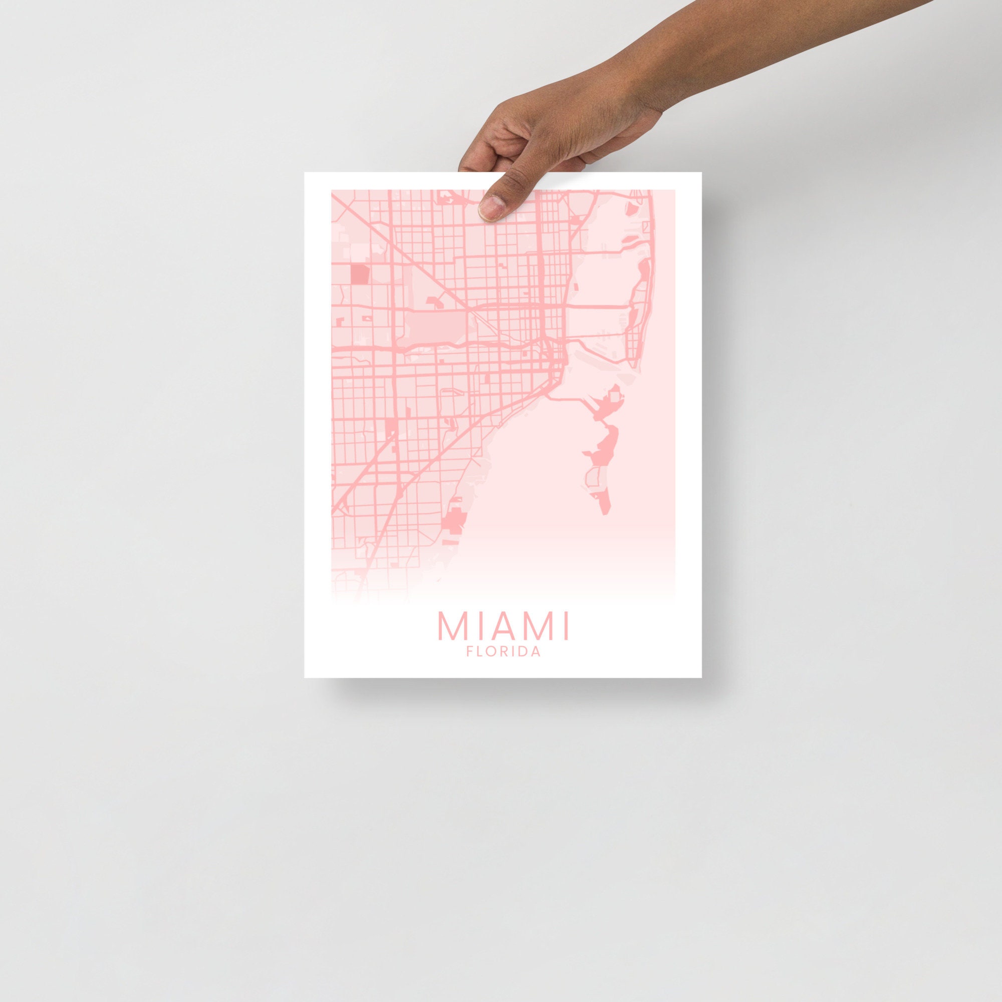Miami Florida Map Poster | Light Pink | Umiami - Etsy