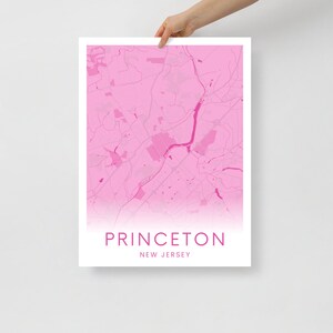 Póster del mapa de Princeton Nueva Jersey / Rosa fuerte / Universidad de Princeton
