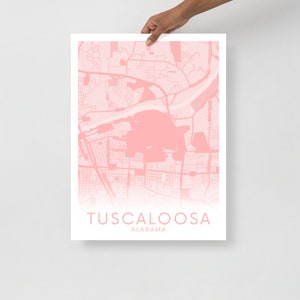 Carte locale de Tuscaloosa Alabama | Rose clair | Université de l'Alabama