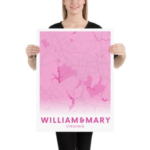 William and Mary College Poster | Hot Pink | Aesthetic | Williamsburg Virginia