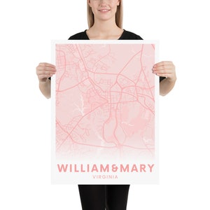 William and Mary College Poster | Light Pink | Aesthetic | Williamsburg Virginia